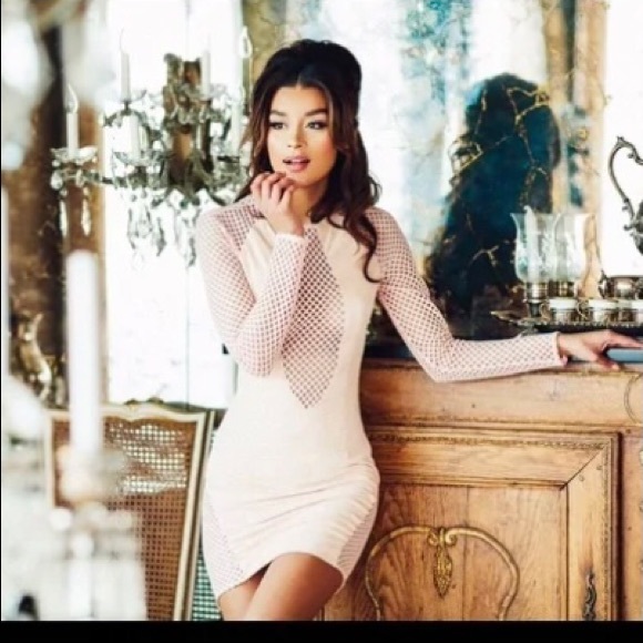 House of CB | Dresses | Nwot House Of Cb London Roc Dress In Peach Mesh ...